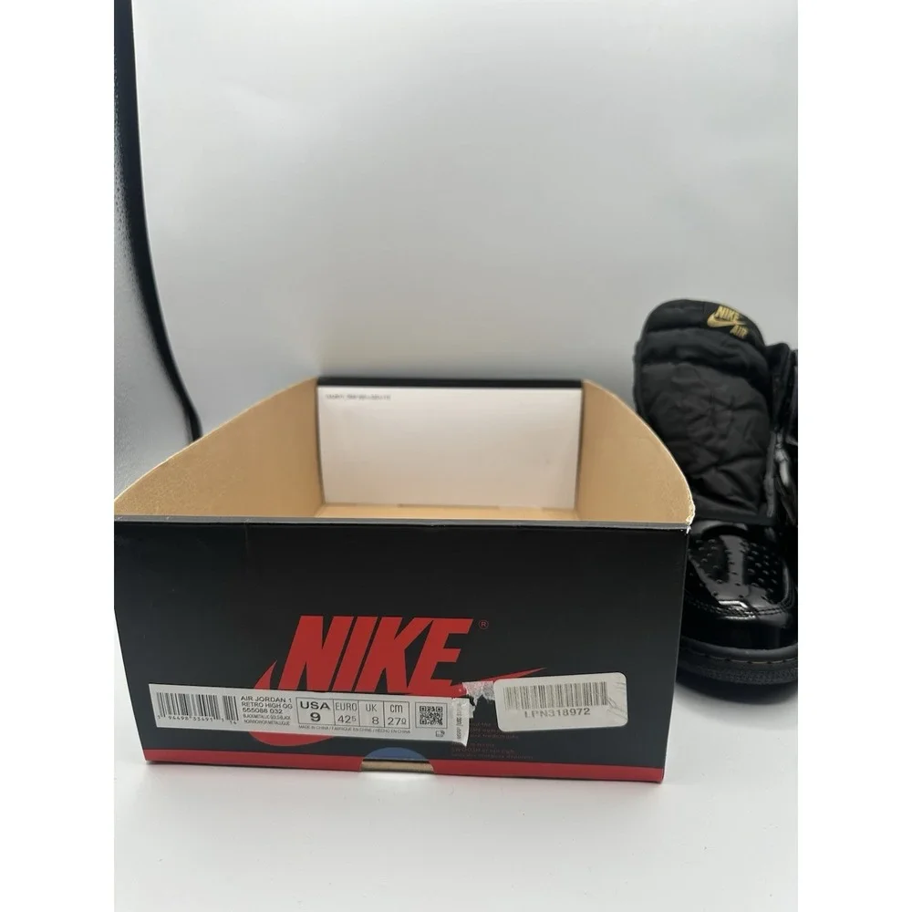 Nike Air Jordan 1 Retro High OG Black Gold Patent Men's Sneakers Size 9 2020
